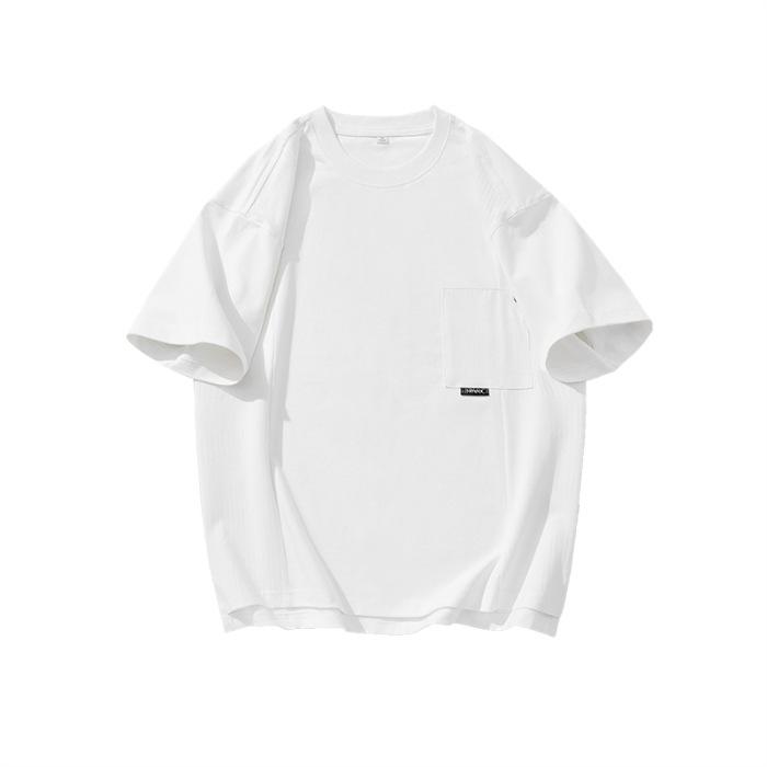 Heavy Cotton Short-sleeved T-shirt for Men In Summer New Simple Pocket Loose Casual Half-sleeved Top