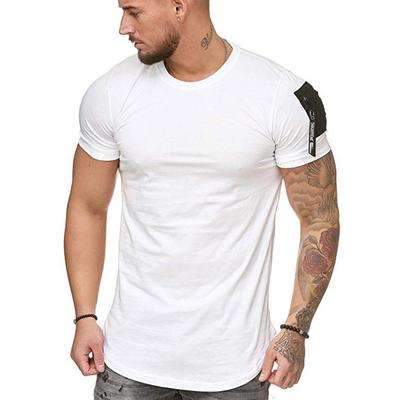 Summer Men's Shoulder and Arm Pocket Splicing Large Size Casual Sports T-shirt for Men