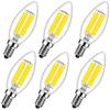 Acidea C35 Chandelier Bulbs, 6-Pack, 60W Equivalent, E12 Base, LED Engine Bulb, Candle-Shaped, 6W Filament LED Bulb, Daylight White (4000k), Suitable