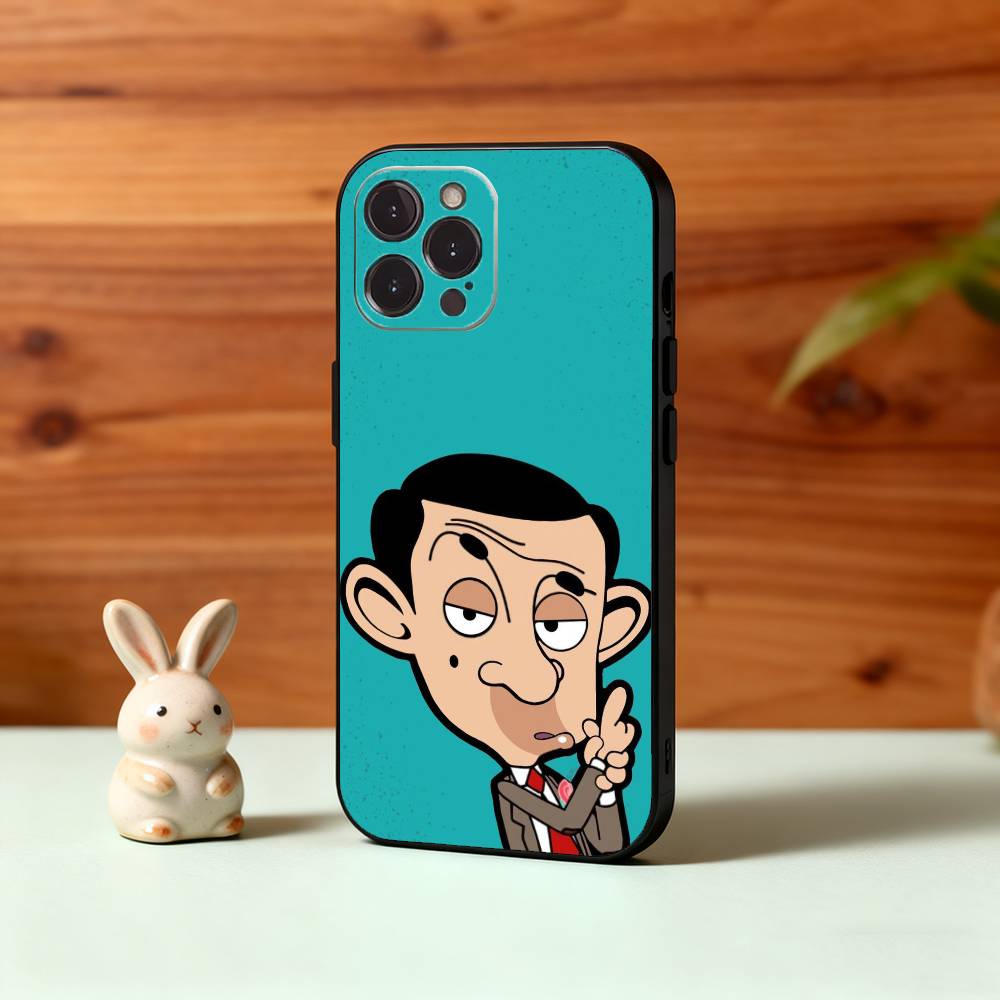 1PC Classic M-Mr B-Bean Funny Phone Case For iPhone17,16,15,14,13,12Plus,Pro Max,XS,5G Soft Silicone Black Cover