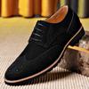 Fashion Men's Leather Shoes Size 38~46 Brogue Dress Shoes Man Wedding Leather Social Shoe Male Retro Suede Leather