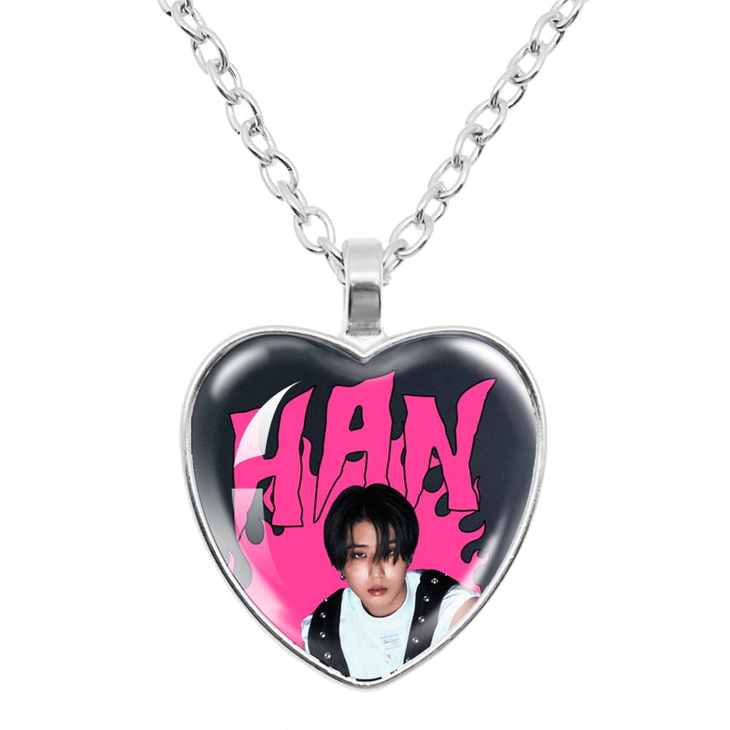Star Surrounding Time  Heart Shaped Necklace Stray Children's Pendant