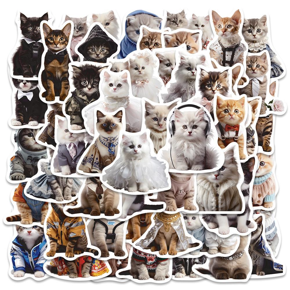 50PCS Cute Cat Animals Kawaii DIY Stickers For Waterproof Skateboard Laptop Phone Diary Car Vinyl PVC Decoration Stickers