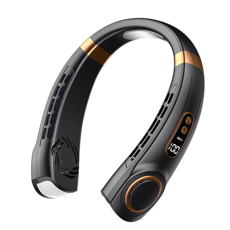 Digital Display Screen, Portable Neck Hanging Fan, With Colorful Atmosphere Light,5-speed Adjustable, Silent, Fast Cooling