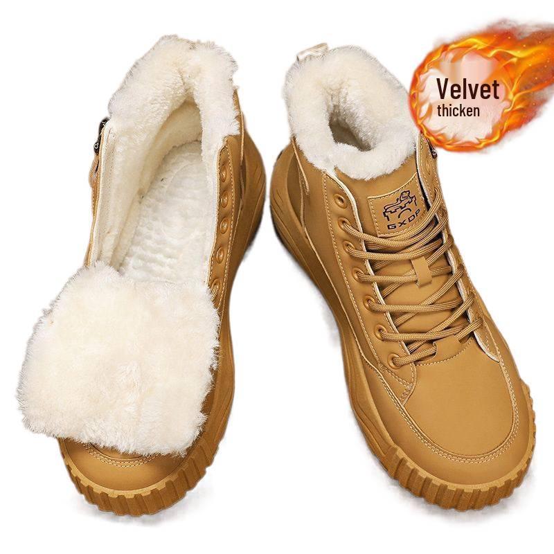 Pánské a dámské zimní nepromokavé kožené sněhule s vysokým svrškem, protiskluzovou podrážkou a hřejivou sametovou podšívkou