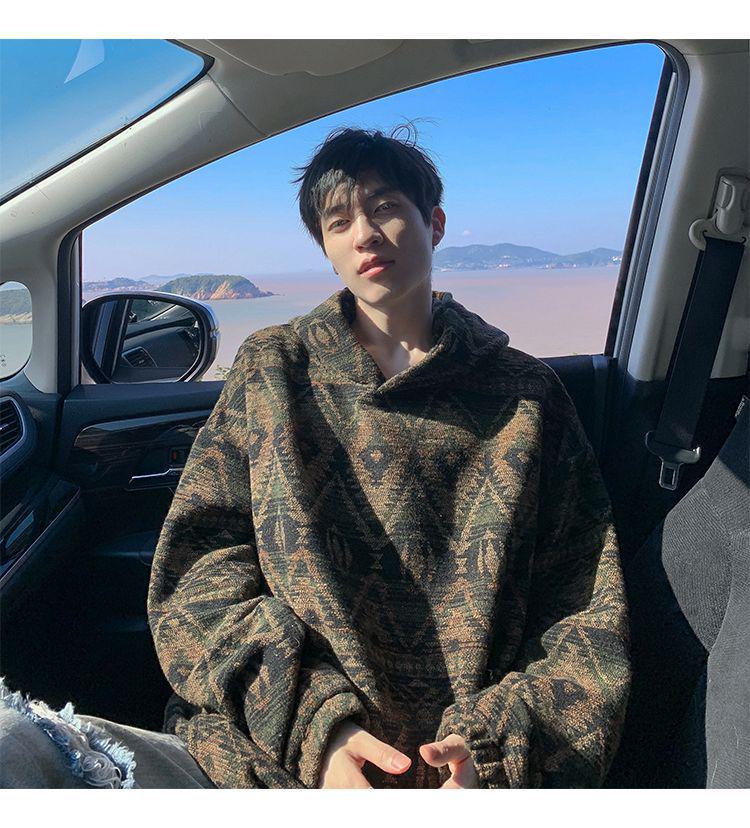 Herren Ethno-Stil Kapuzenpullover mit Fleecefutter - Herbst/Winter Pullover Trend