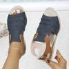 Plus Size Women's Sandals 2025 Summer New Flat Wedge Heel Fish Mouth Casual Buckle Wear Women's Sandals Outside