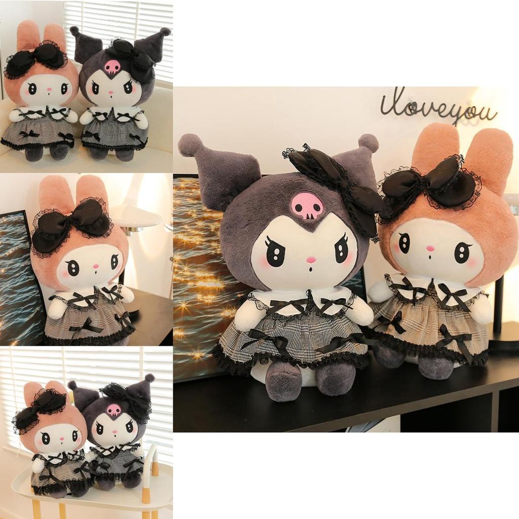 Sanrio Kuromi Mymelody Gothic Plush Toy Soft Stuffed Lolita Dress Doll For Kids Gift!