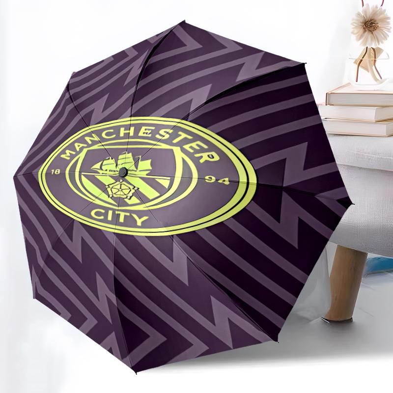 1pc Sturdy 8-Bone Auto Umbrella, Manchester United Manchester City Umbrella, Digital Printed, Foldable Umbrella for On-the-Go Outdoor Use