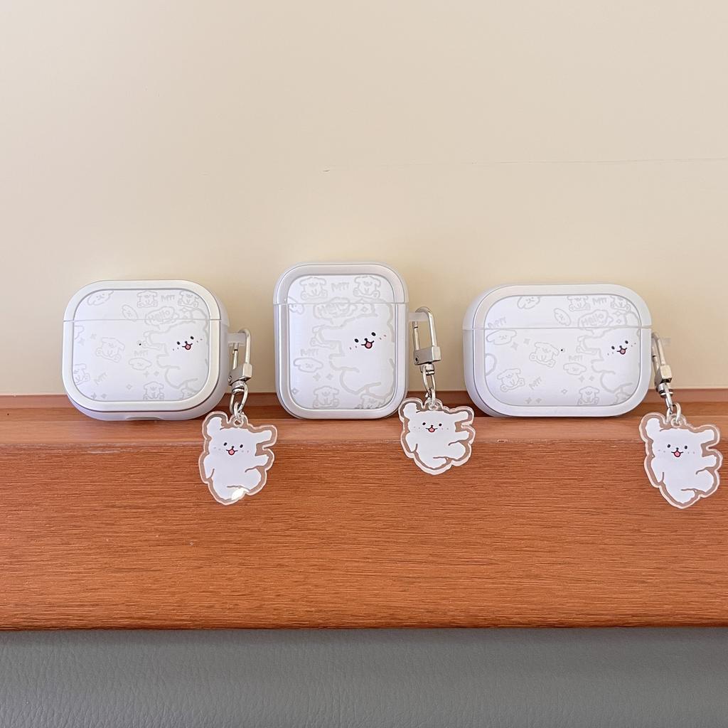 Photo frame plating cute white happy dog for apple AirPods 1 earphone case bluetooth pro1 earphone cover