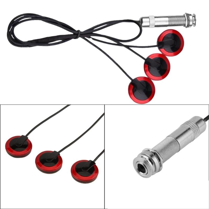 Self-adhesive Kalimba Pickup Piezo Transducer Microphone Contact Piezo Pickup with Buzzer for Thumb Piano Violin Ukulele