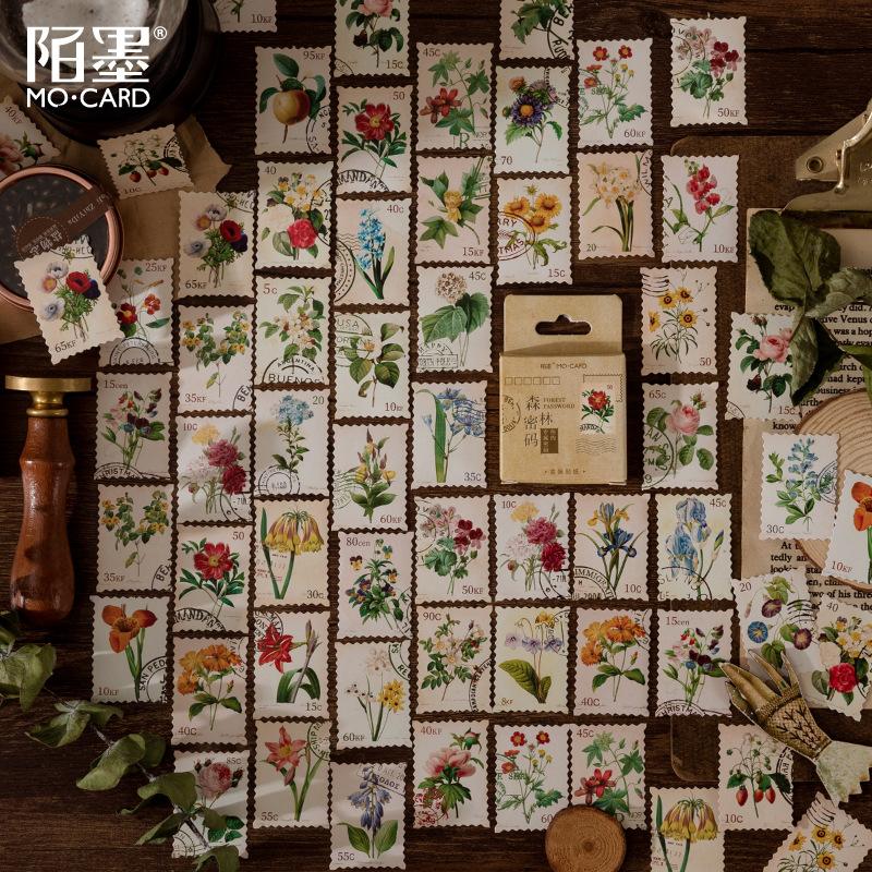 46 Stück/Box Grüne Waldserie Aufkleber Ästhetische Aufkleber Tagebuch Planer Dekorative Handy-Aufkleber Scrapbooking Bastelaufkleber