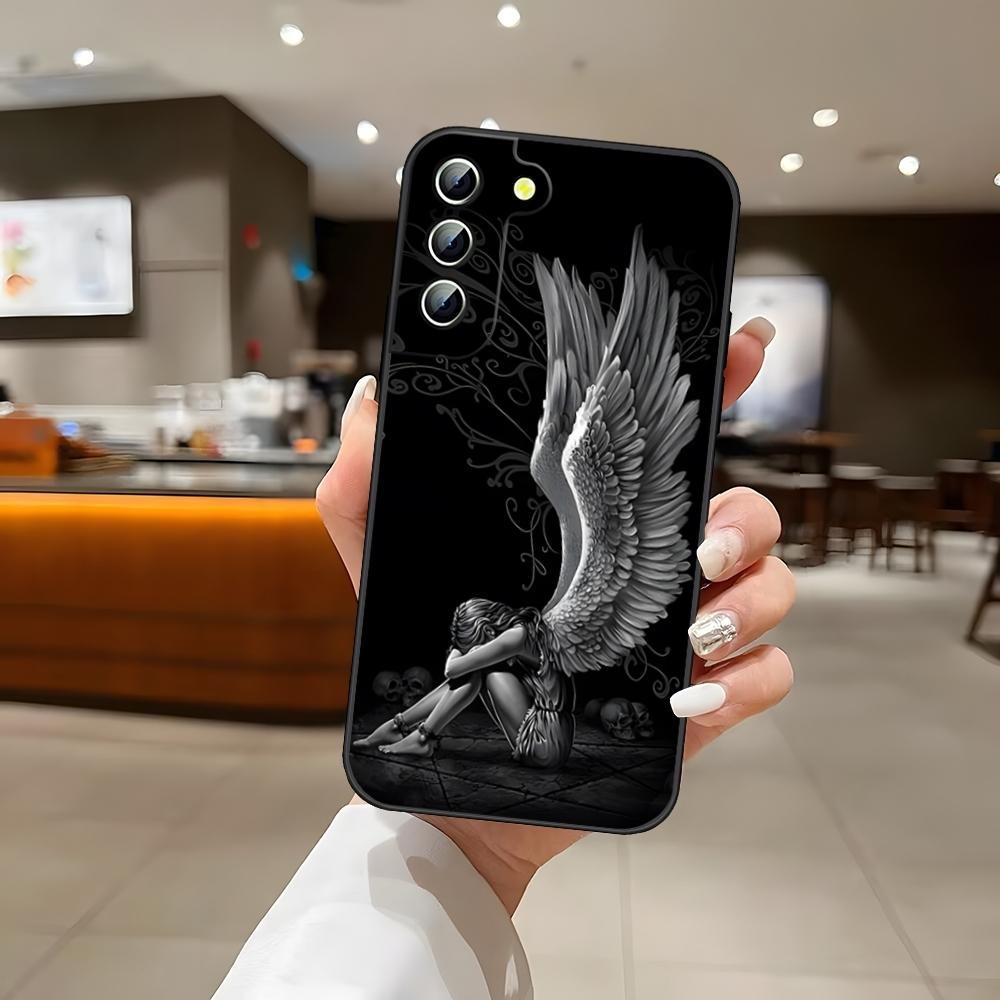 Black Angel Death Demon Phone Case For Samsung S24 Ultra S22 S23 S25 S20 Fe S21 Plus A54 A34 A16 A53 Back Cover