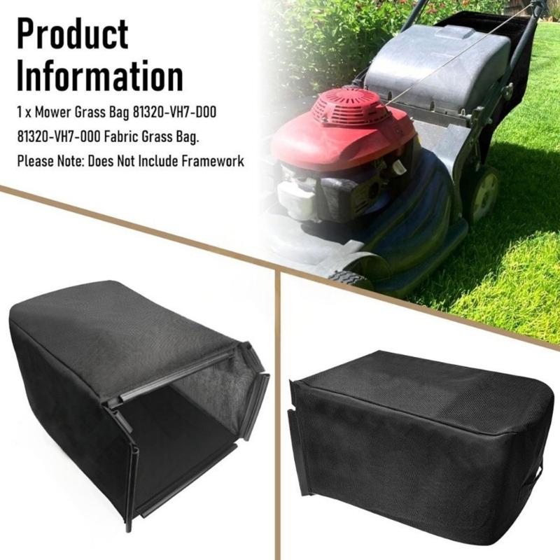 Mower Collection Bag, Black Textile Grass Bag With Molded Plastic Mounting Edges for Collecting Lawn Clippings and Yard Debris In Yards