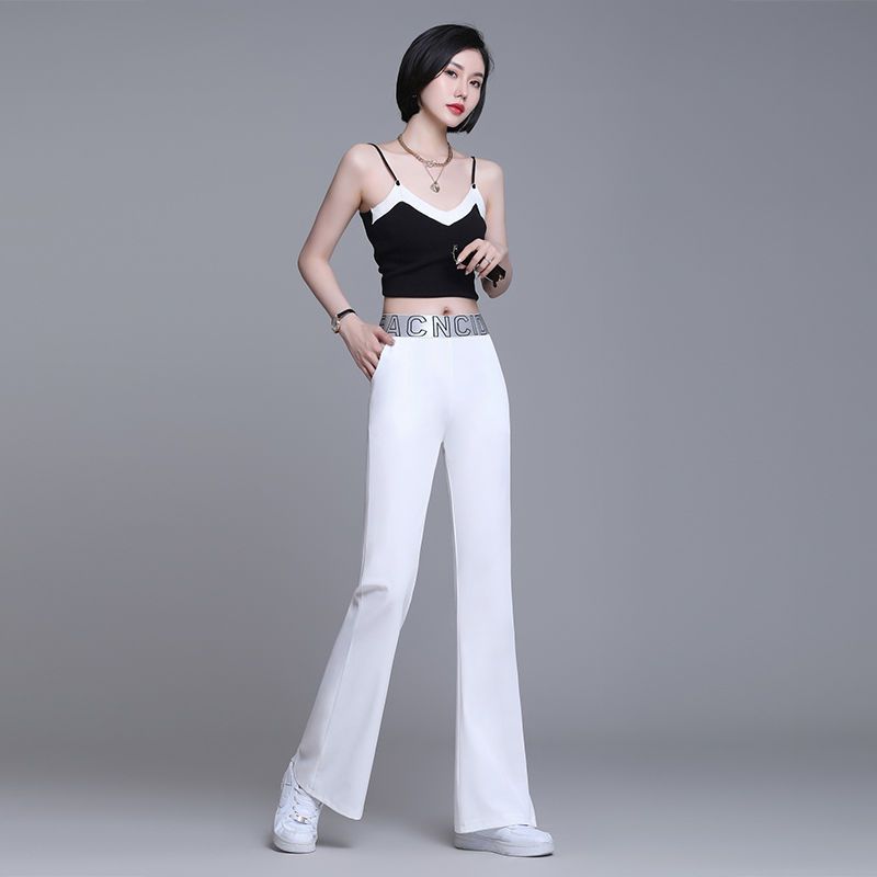 Office Lady Korean Fashion Thin Solid Wide Leg Suits Pants Spring Summer Women High Waist Elastic Loose Casual Straight Trousers