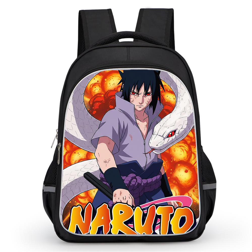 NARUTO Anime Student Backpack Mochila, Dual Zipper Pockets, Durable Lightweight 16-inch Kids Backpack for Boys & Girls Ages 5-10