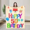 Happy 50th Birthday Soft Blanket  Novelty Travel Throw Blanket Bedroom Flannel Bedspread Sofa Bed Cover