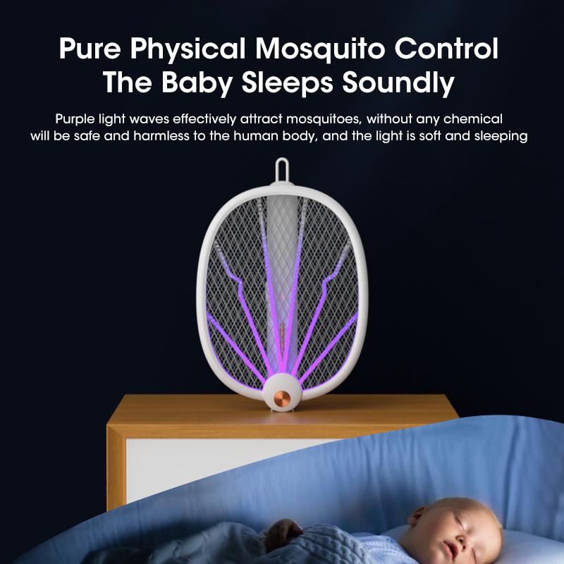 3 In 1 Mosquito Killer Lamp Foldable Electric Shocker UV Light USB Charging Fly Insect Trap Flies Racket Summer Fly Swatter