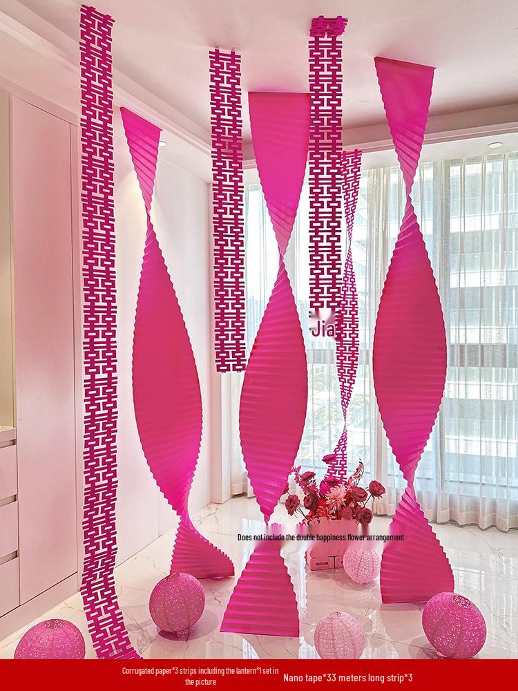 Double Happiness Wedding Room Decor Set: Non-Woven Fabric Papercut for Bride and Groom's Bedroom or Hotel.