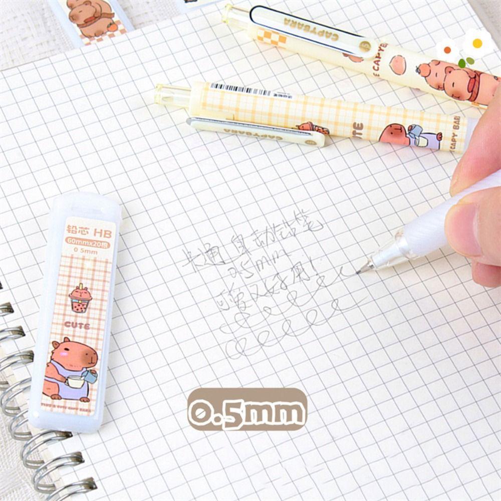 Continuously Core Capybara Mechanical Pencil Set 0.5mm Leads Soft Grip Mechanical Pencil Cartoon Stationery Movable Pencil