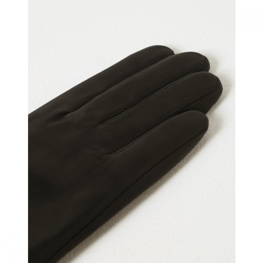 Daks Luvas Femininas Simples Pretas de Couro Sólido V5f300