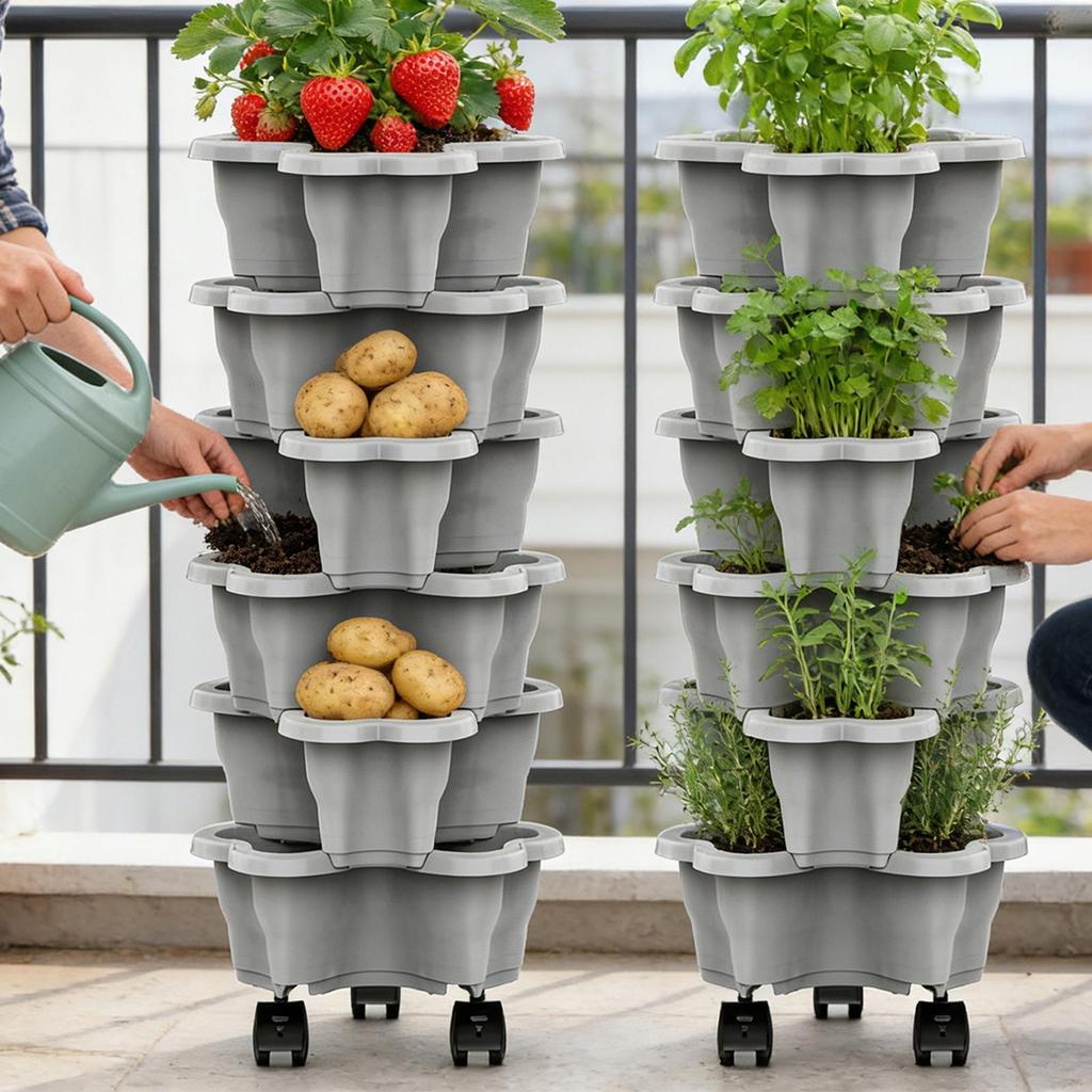 Vertical Planter 6-Tier Space Saving with Wheels Garden Towers for Vegetables for Indoor Outdoor Home Yard Patio Raised Bed