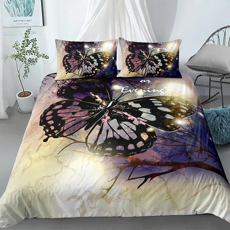 Butterfly Bedding SetButterfly Duvet Cover Set Queen SizeBlue Red Butterflies Printed Comforter Cover Set For Girls Kids Teens