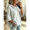 Women's Loose Seven Quarter Sleeves, Hooded Drawstring T-shirt, Batsleeved Top, Outerwear