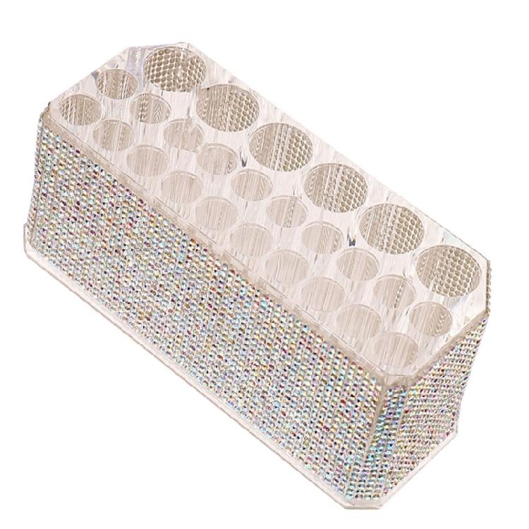 

26 Slot Makeup Brush Stand Large Capacity Cosmetic Tool Organiser Rhinestones Acrylic Makeup Brush Organiser Stand серебряный