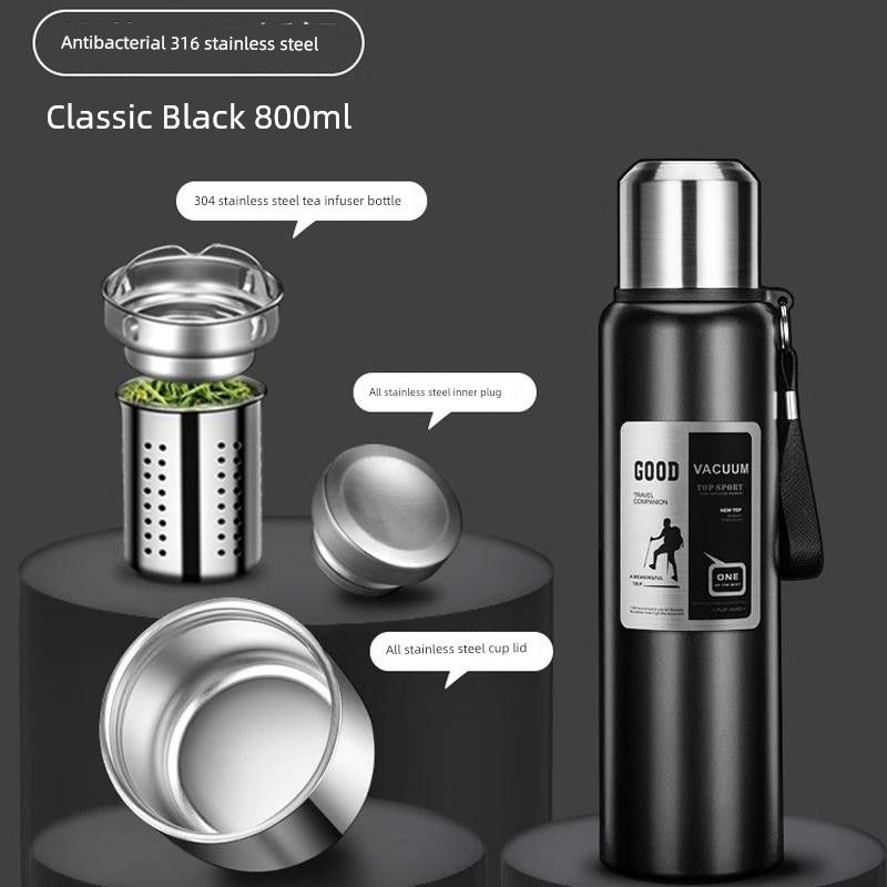 316 Stainless Steel Inner Tank Vacuum All-Steel Thermos Pot for Men, Portable Large-Capacity Thermos Cup for Outdoor Travel and Mountaineering