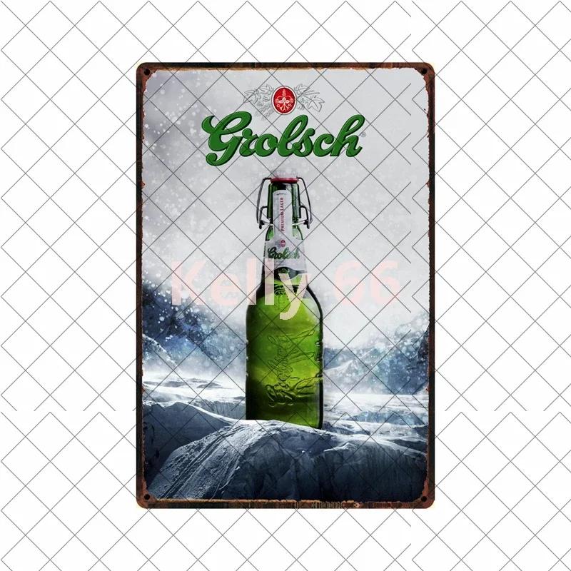 [Kelly66] Grolsch Herfst Bok Bere Rece Aici Artă din tablă Placă metalică Decor pentru casă Pictură 20*30 CM Mărime Dy221