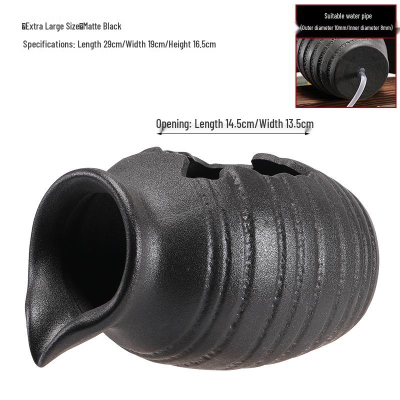 Eco Tank Pottery Jar: Ancient Flow Filtration Ornament for Oxygenating Fish, Courtyard Landscaping, and Fountain Decoration.