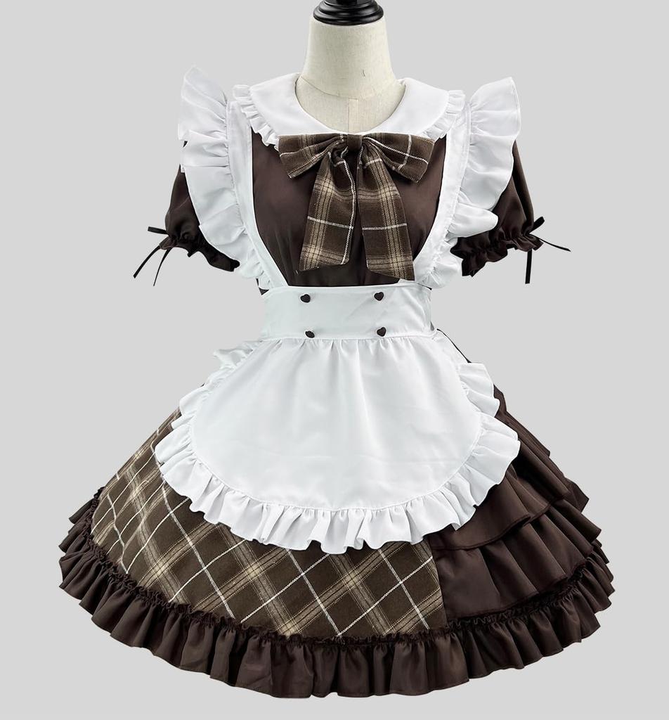 CAWILXHA Lolita Maid Cosplay Sleeve Detective Dress with Apron and Cute Forest Girl Costume for Popular for High School Entrance and Cultural