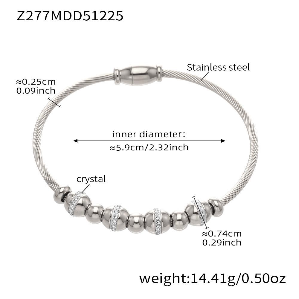 18K Gold-Plated Stainless Steel Geometric Zircon Bracelet Set - European & American Style, Personalized High-Texture Design.