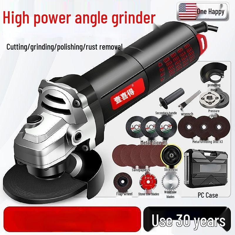 Polizor unghiular multifuncțional de mare putere pentru lustruire, tăiere, îndepărtarea ruginii și șlefuire de uz casnic.