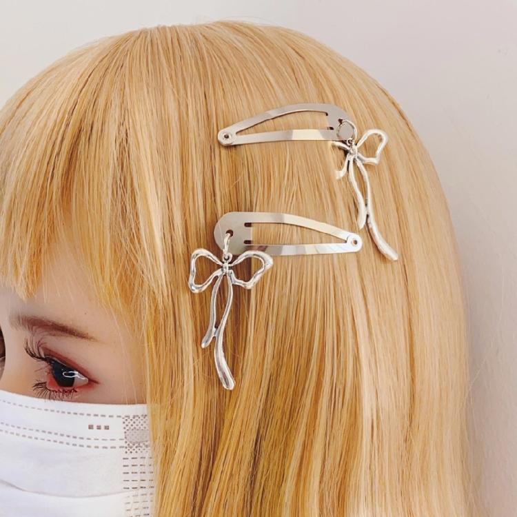Simple Bowknot Hairclip for Girl Metal Hair Clip Side Pin Lady Hair Styling Tool 2000s Women Hairpin Hair Decoration