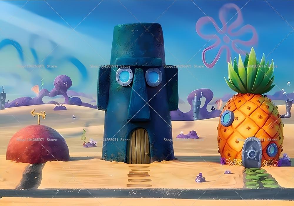 SpongeBob Party Background, Banner with Underwater Adventure Theme, Children's Party Decoration, Photography Background