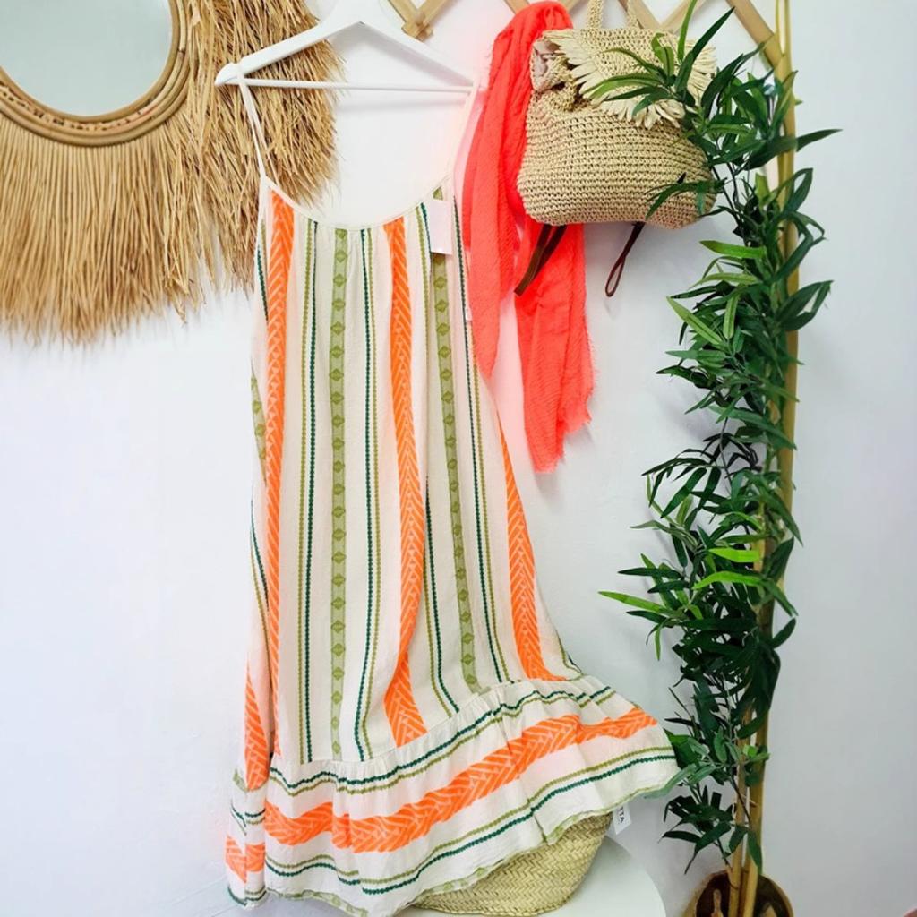 IHUASU Summer Bohemian Print Halter Loose Dress Women