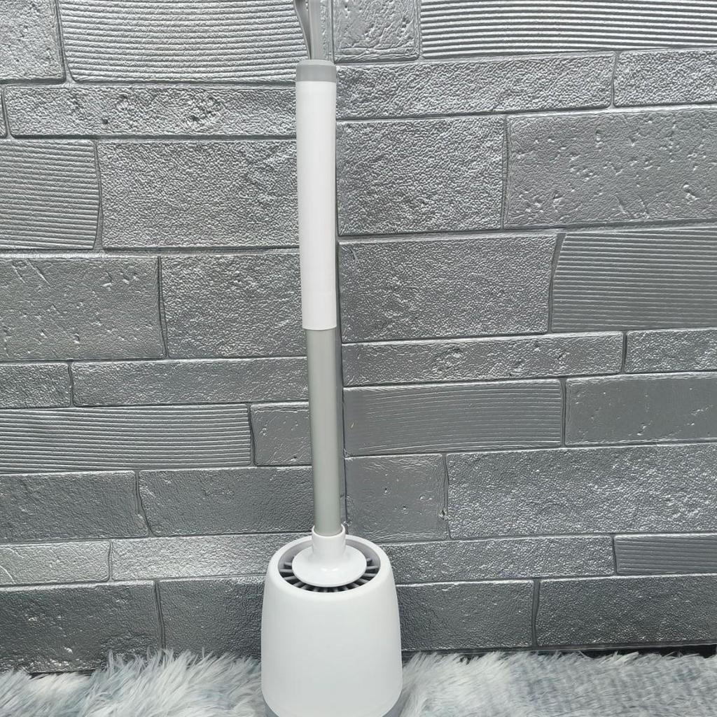 Runde Toilettenbürste mit langem Griff, wandmontiert, mit Gel-Kopf