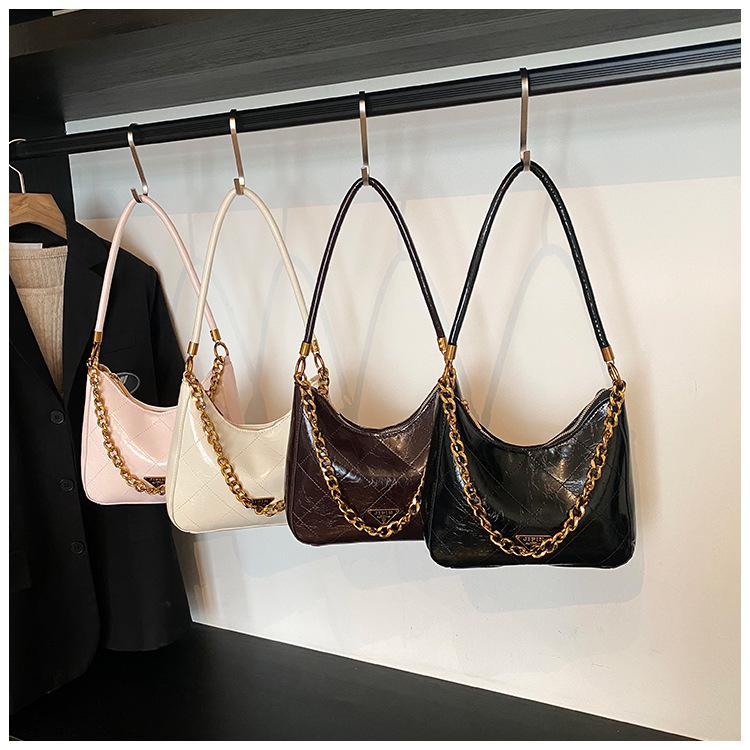 Korean Simple Casual Bag Women's 2025 New Fashion Diamond Bucket Bag High-end Niche Shoulder Armpit Bag