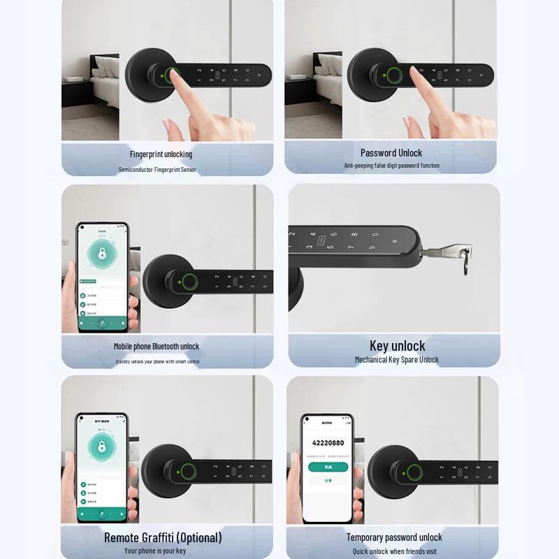 Fingerprint Smart Lock for Interior Wooden Doors with Keypad