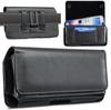 Black Horizontal Vegan Leather Phone Waist Bag For 6.3 Inch Mobile Phone Belt Pouch Portable Carry Holster Case