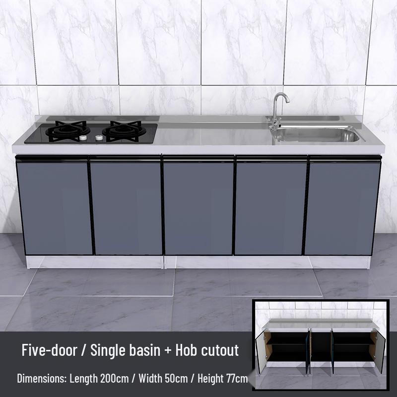 2-Meter Stainless Steel Waterproof Kitchen Cabinet with Sink for Household or Rental Use