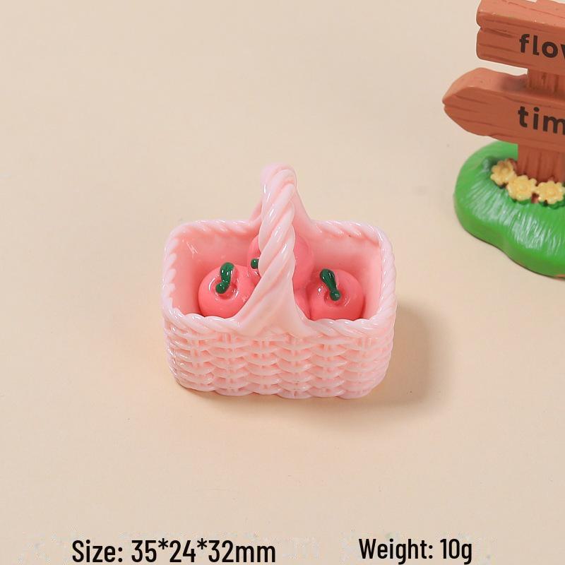 Agrafă de păr din rășină cu desene animate multicolore 3D și cataramă pentru pantofi cu design de coș cu fructe