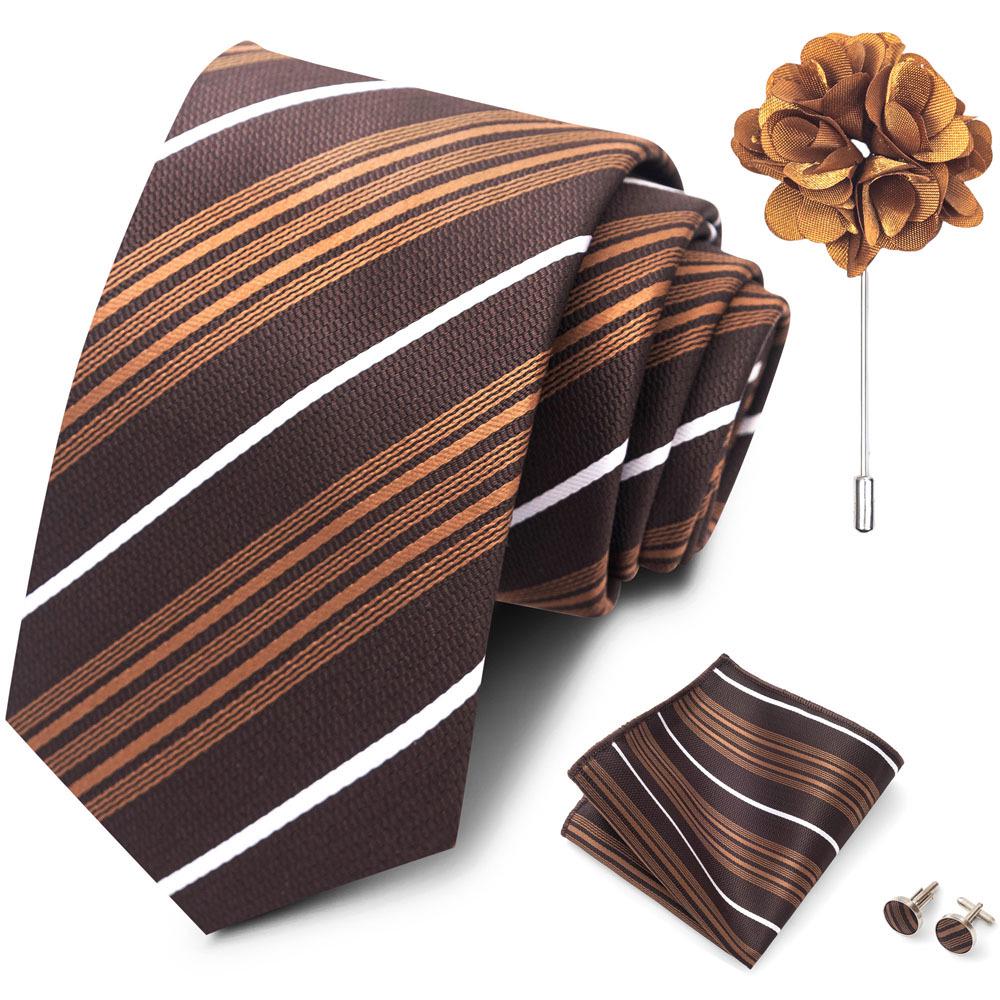 Men's Formal Tie, Pocket Square, Cufflinks & Brooch Set.