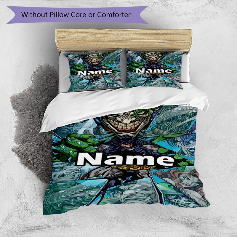 3pcs Duvet Cover Set (1*Duvet Cover + 2*Pillowcase, Without Core), Custom Name Batman Pattern Bedding Set, Home Bedroom Decor Gift