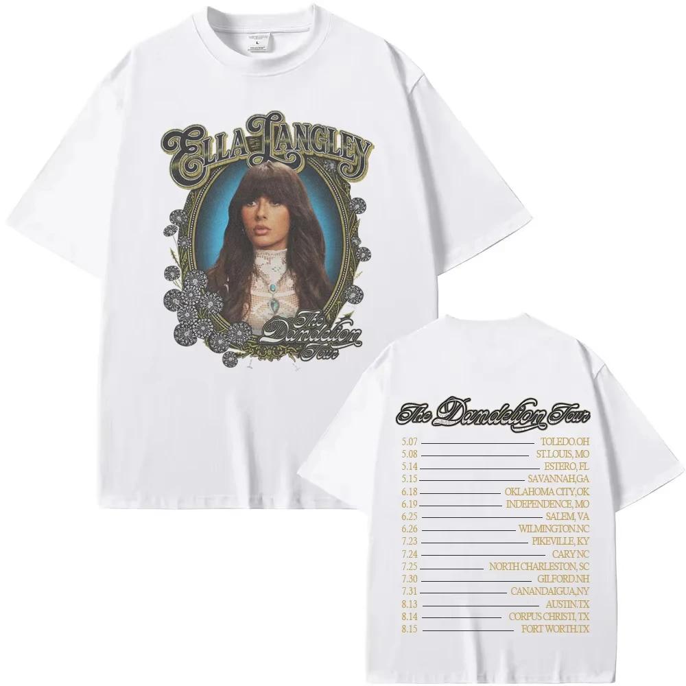 Ella Langley Nero Dente di Leone Tour2026 Maglietta Moda Estiva Alta Qualità Morbida TEE Harajuku Puro Cotone Casual Grunge Girocollo Maglietta