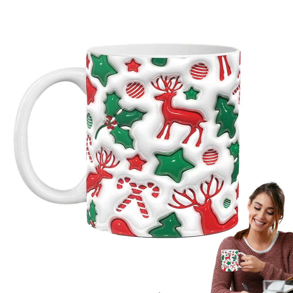 Christmas Character Cups Ceramic Holiday Coffee Mugs 3D Christmas Mugs Christmas Mugs Santa Cups For Hot Coffee Cold Tea Friends