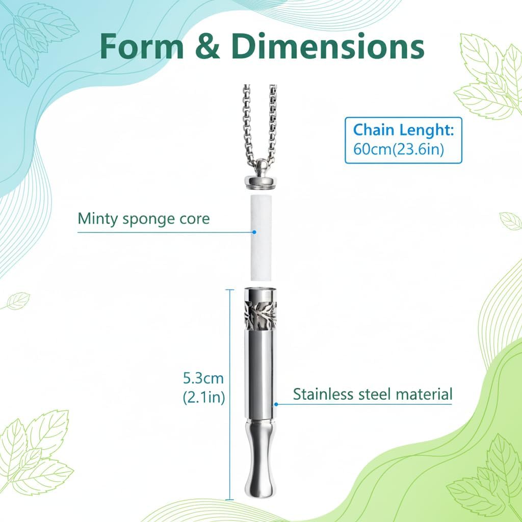 Colier pentru Renunțarea la Fumat cu Capsule de Menta Reîncărcabile Colier de Respirație pentru Alinarea Nervozității și Renunțarea la Fumat,Dispozitiv Natural Pure Breeze pentru Ajutor la Renunțarea la Fumat