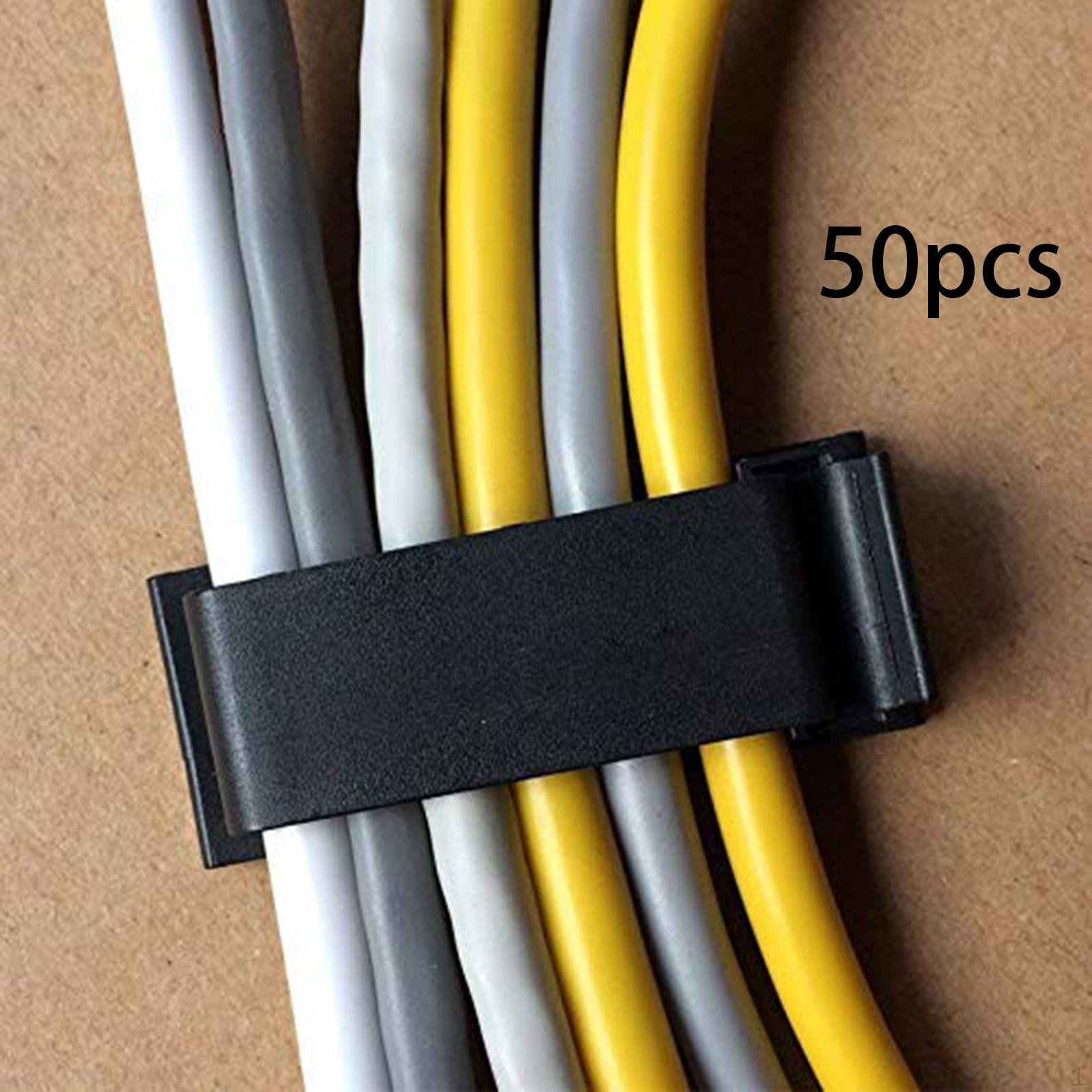 

50 Pieces Cable Clips Management for under Desk Wear Resistant Wall Wire Holders TV чорний